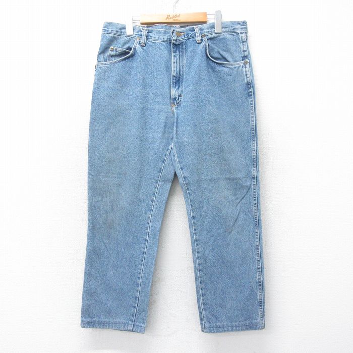 【50%OFF】W35★古着 ラングラー Wrangler ジーンズ メンズ 90年代 90s コットン USA製 紺 ネイビー デニム 25jul18 中古 ボトムス ジーパン Gパン ロング パンツ