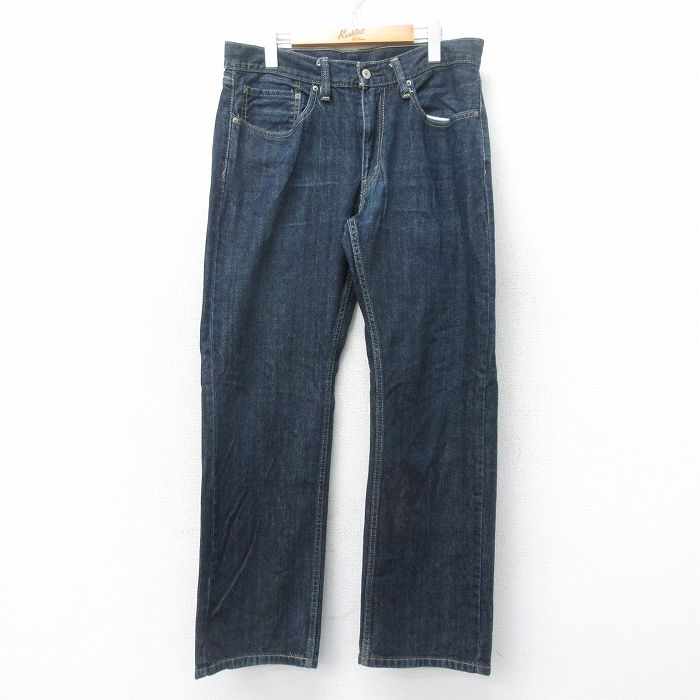 W35★古着 リーバイス Levis 559 ジーンズ メンズ ヒゲ コットン 濃紺 ネイビー デニム 25jul18 中古 ボトムス ジーパン Gパン ロング パンツ