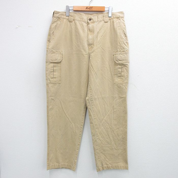 W36★古着 エルエルビーン LLBEAN カーゴ パンツ メンズ 00年代 00s コットン ベージュ カーキ 【spe】 25jul18 中古 ボトムス ロング