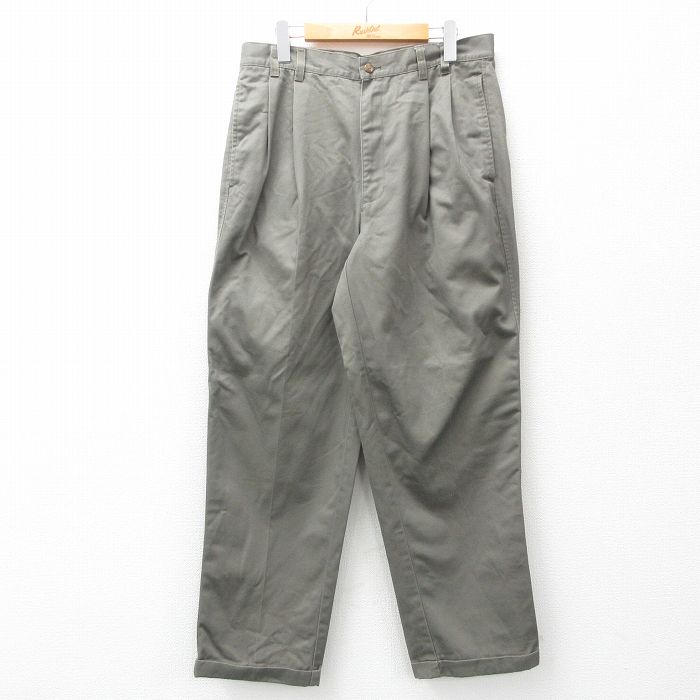W33★古着 JOS A BANK パンツ メンズ コットン 緑系 グリーン 25jul18 中古 ボトムス ロング
