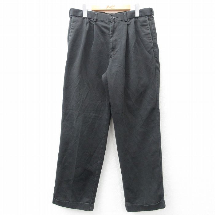 W34★古着 ドッカーズ パンツ メンズ 黒 ブラック 25jul18 中古 ボトムス ロング