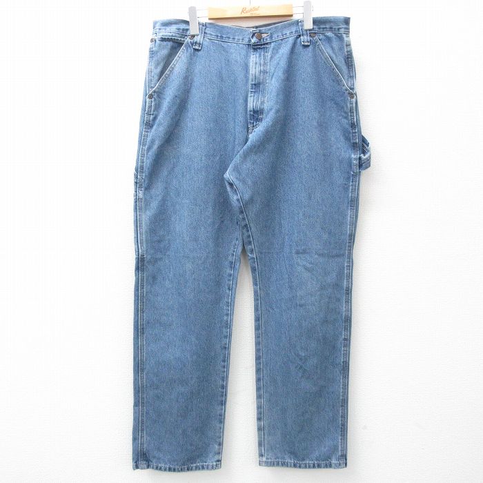 【20%OFF】W37★古着 ラングラー Wrangler ペインター パンツ メンズ 紺 ネイビー デニム 25jul18 中古 ボトムス ロング