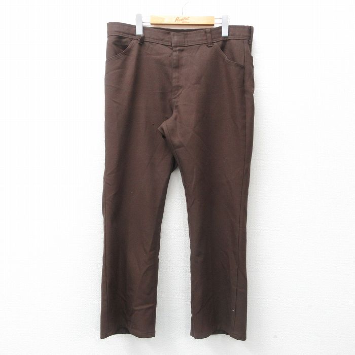 【20%OFF】W37★古着 パンツ メンズ 80年代 80s 濃茶 ブラウン 25jul18 中古 ボトムス ロング