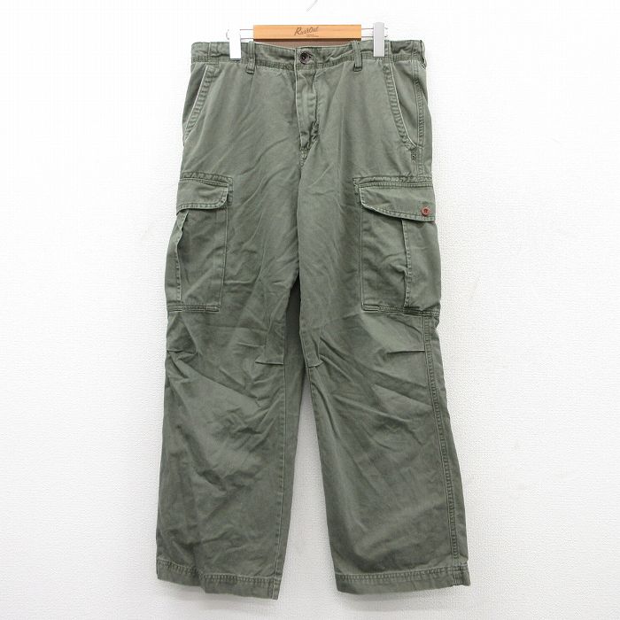 W34★古着 ティンバーランド カーゴ パンツ メンズ コットン 緑 グリーン 25jul18 中古 ボトムス ロング