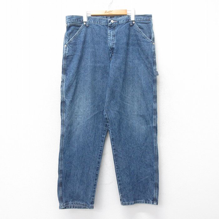 W38★古着 ラングラー Wrangler ペインター パンツ メンズ コットン 紺 ネイビー デニム 25jul24 中古 ボトムス ロング