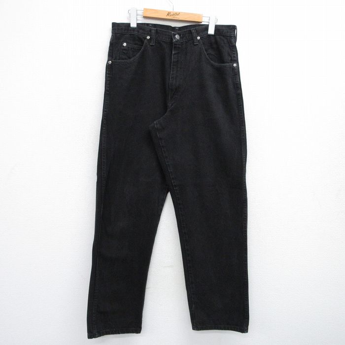 【20%OFF】W34★古着 ラングラー Wrangler ジーンズ メンズ 00年代 00s コットン 黒 ブラック デニム 25jul24 中古 ボトムス ジーパン Gパン ロング パンツ