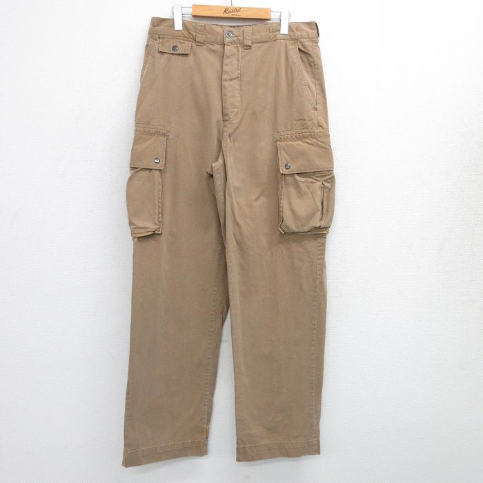 W35★古着 ラルフローレン Ralph Lauren ブランド カーゴ チノ パンツ チノパン メンズ コットン 茶 ブラウン 【spe】 25jul24 中古 ボトムス ロング