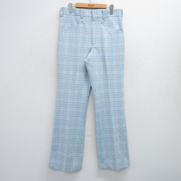 W32★古着 リーバイス Levis パンツ メンズ 80年代 80s パナテラ 薄紺他 ネイビー チェック 【spe】 25jul24 中古 ボトムス ロング