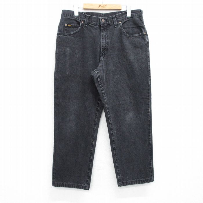 W35★古着 リー Lee ジーンズ メンズ 90年代 90s コットン USA製 黒 ブラック デニム 25jul24 中古 ボトムス ジーパン Gパン ロング パンツ