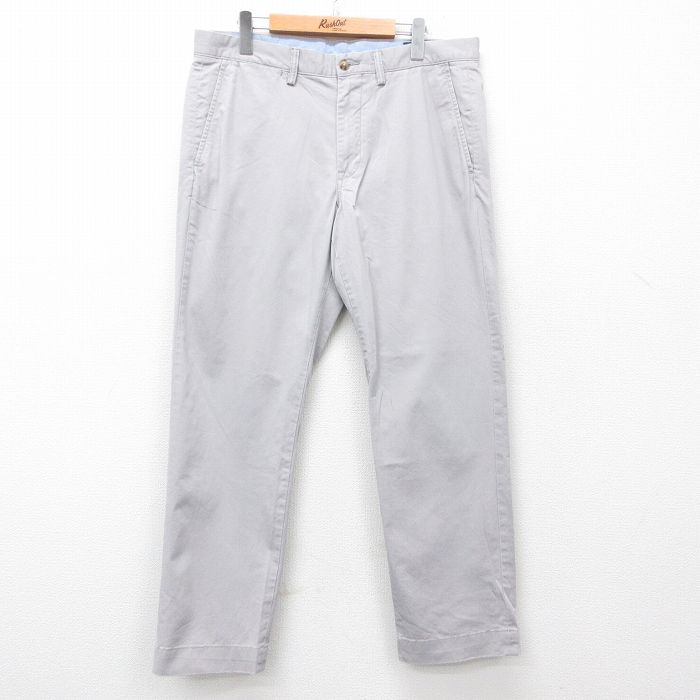 W36★古着 ラルフローレン Ralph Lauren ブランド パンツ メンズ ワンポイントロゴ 薄グレー 25jul24 中古 ボトムス ロング