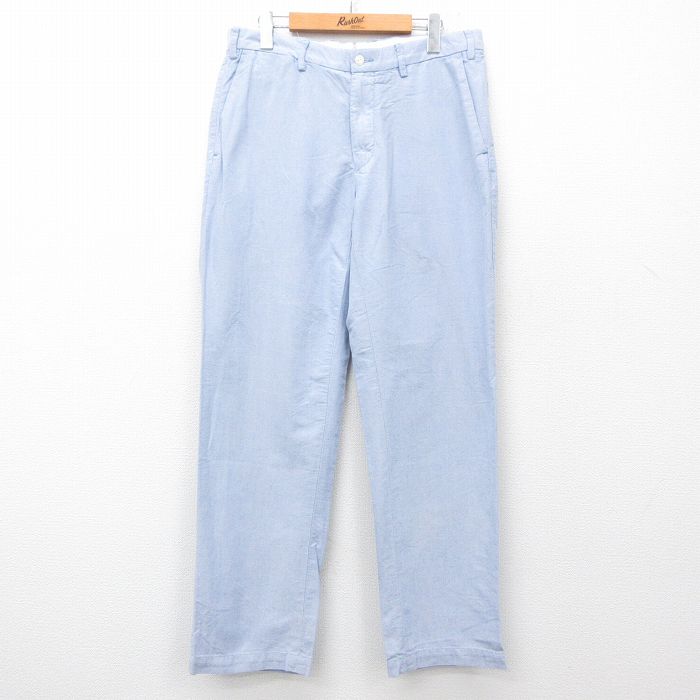 W34★古着 ラルフローレン Ralph Lauren ブランド パンツ メンズ コットン 薄紺 ネイビー 25jul24 中古 ボトムス ロング