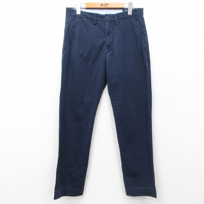 W32★古着 ラルフローレン Ralph Lauren ブランド パンツ メンズ 紺 ネイビー 25jul24 中古 ボトムス ロング