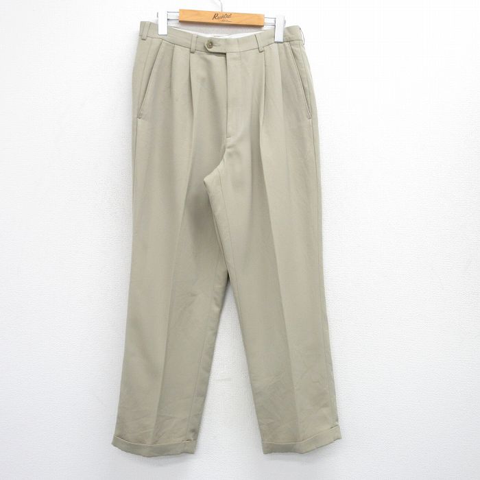 W31★古着 HAGGAR スラックス パンツ メンズ ベージュ カーキ 25jul25 中古 ボトムス ロング