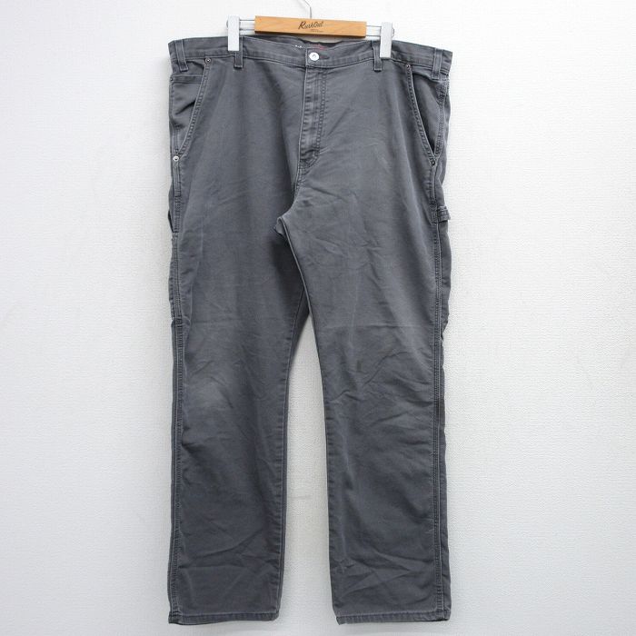 W43★古着 ディッキーズ Dickies ペインター パンツ メンズ ダック地 大きいサイズ 濃グレー 25jul25 中古 ボトムス ロング
