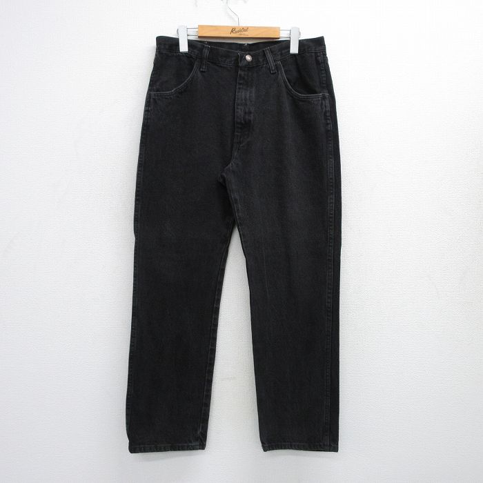 W34★古着 ラスラー ジーンズ メンズ 90年代 90s コットン USA製 黒 ブラック デニム 【spe】 25jul25 中古 ボトムス ジーパン Gパン ロング パンツ