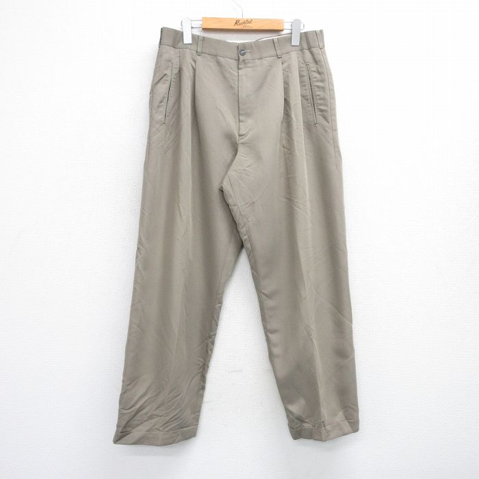W33★古着 HAGGAR パンツ メンズ ベージュ カーキ 25jul25 中古 ボトムス ロング
