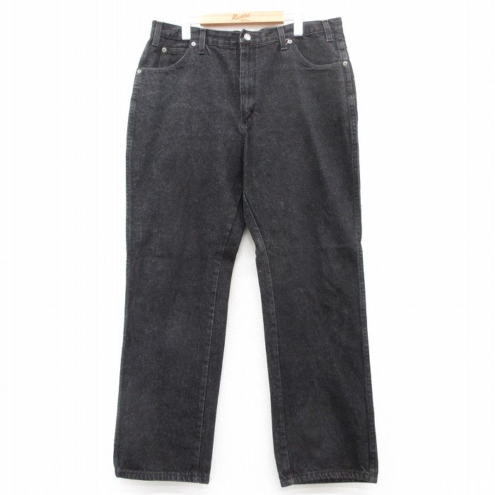 W38★古着 ディッキーズ Dickies ジーンズ メンズ コットン 黒 ブラック デニム 25jul29 中古 ボトムス ジーパン Gパン ロング パンツ