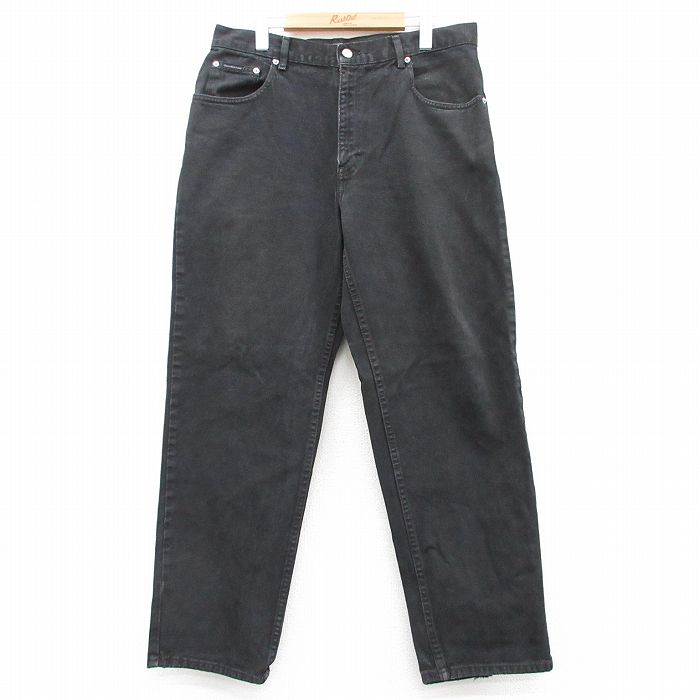 W36★古着 カルバンクライン Calvin Klein ジーンズ メンズ 黒 ブラック デニム 25jul29 中古 ボトムス ジーパン Gパン ロング パンツ