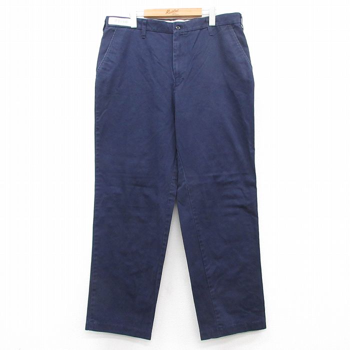 【20%OFF】W38★古着 パンツ メンズ コットン 紺 ネイビー 25jul29 中古 ボトムス ロング