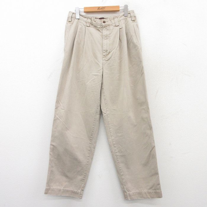 【50%OFF】W32★古着 アバクロンビー Abercrombie&fitch チノ パンツ チノパン メンズ 90年代 90s コットン ベージュ カーキ 25jul29 中古 ボトムス ロング