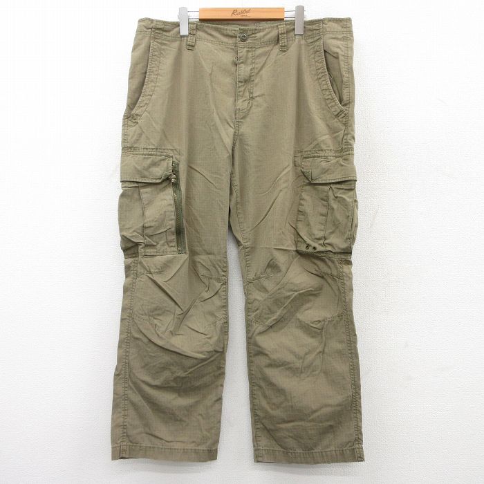 W39★古着 オールドネイビー OLD NAVY カーゴ パンツ メンズ リップストップ コットン 緑系 グリーン 25jul29 中古 ボトムス ロング