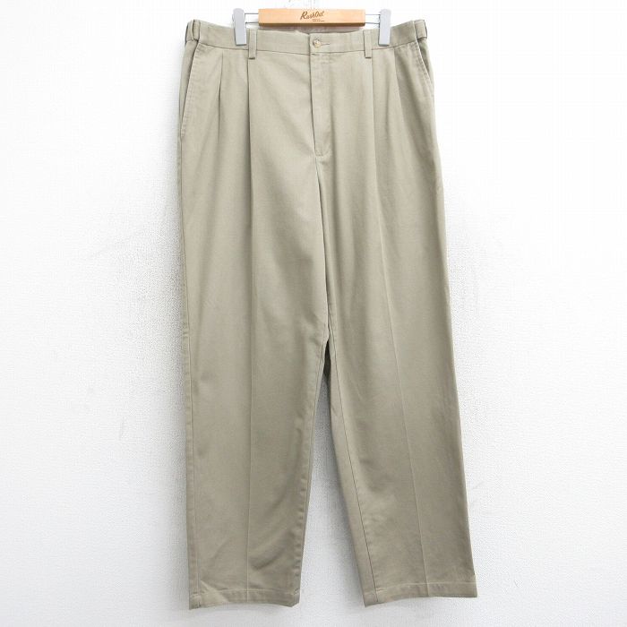 W36★古着 パンツ メンズ コットン ベージュ カーキ 25jul30 中古 ボトムス ロング
