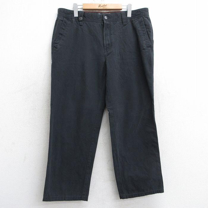 W36★古着 パンツ メンズ ダック地 コットン 黒 ブラック 25jul30 中古 ボトムス ロング