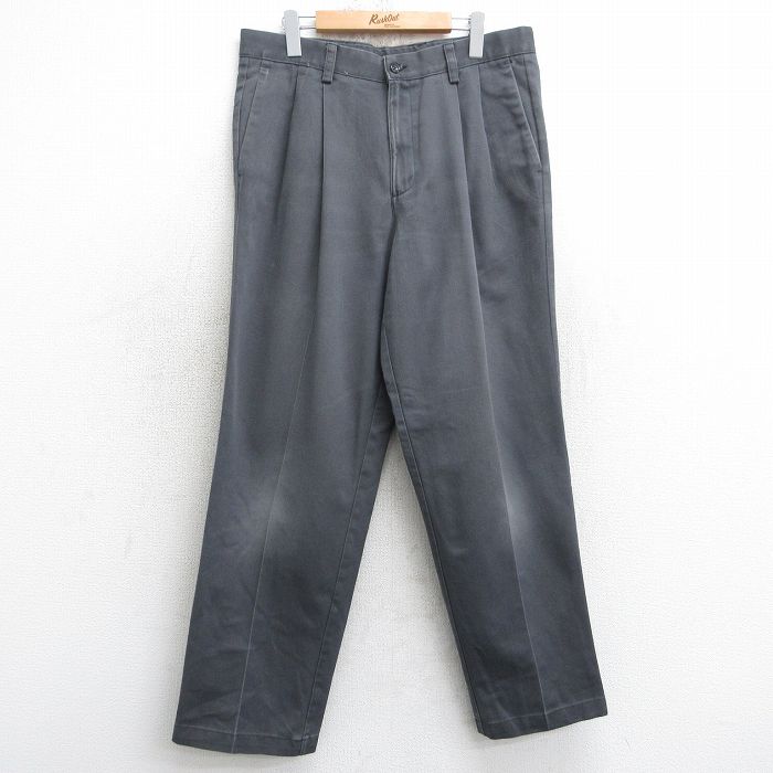 W34★古着 ドッカーズ パンツ メンズ コットン グレー 25jul30 中古 ボトムス ロング
