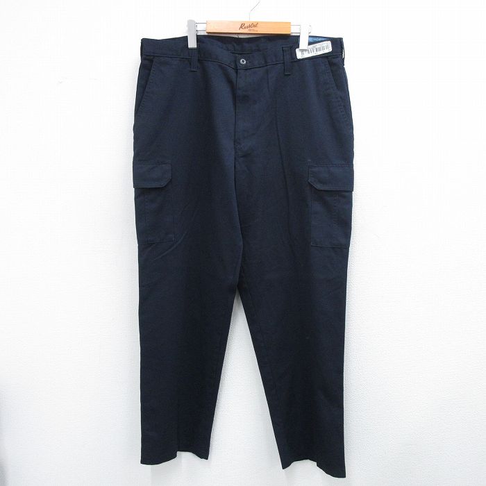 W38★古着 CINTAS ワーク カーゴ パンツ メンズ 濃紺 ネイビー 25jul30 中古 ボトムス ロング