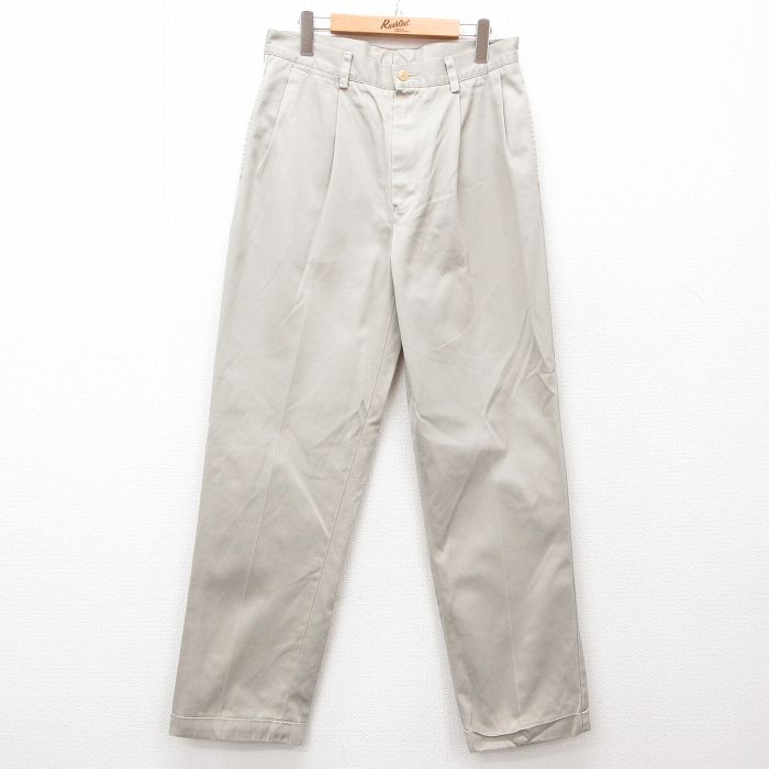 【50%OFF】W32★古着 ノーティカ NAUTICA ブランド パンツ メンズ コットン ベージュ カーキ 25jul30 中古 ボトムス ロング