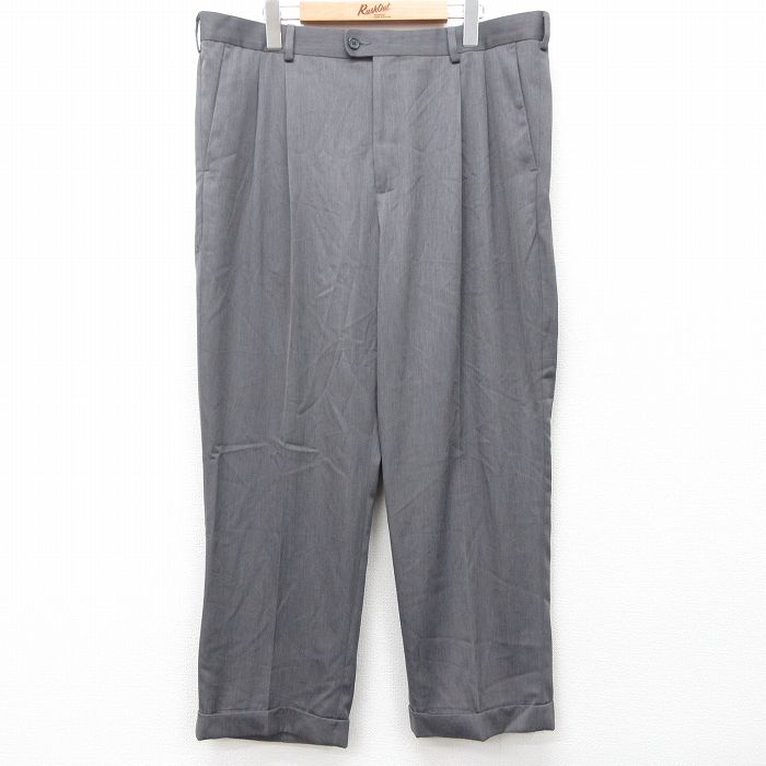 W37★古着 ペリーエリス スラックス パンツ メンズ グレー 25jul30 中古 ボトムス ロング