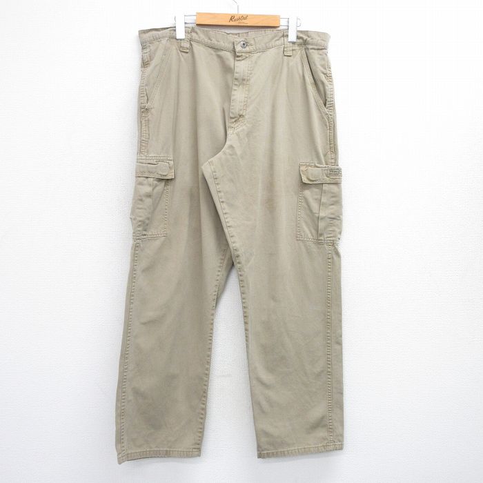 【20%OFF】W36★古着 ラングラー Wrangler カーゴ パンツ メンズ コットン ベージュ カーキ 25jul30 中古 ボトムス ロング