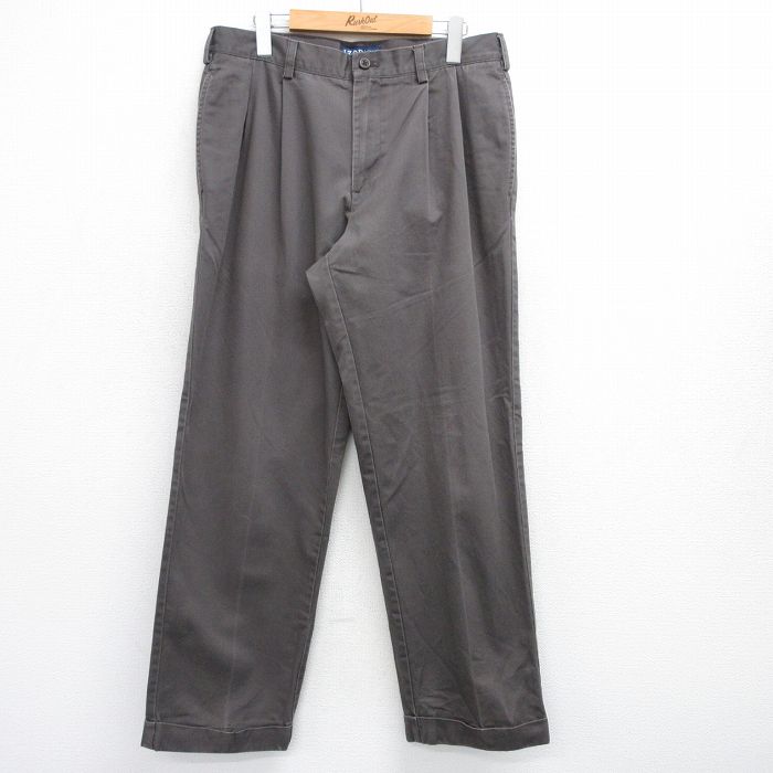 W33★古着 IZOD パンツ メンズ コットン グレー系 25jul30 中古 ボトムス ロング