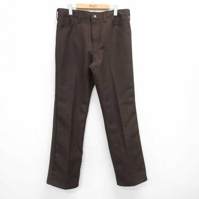 W35★古着 ラングラー Wrangler ランチャー パンツ メンズ 80年代 80s USA製 茶 ブラウン 25jul30 中古 ボトムス ロング