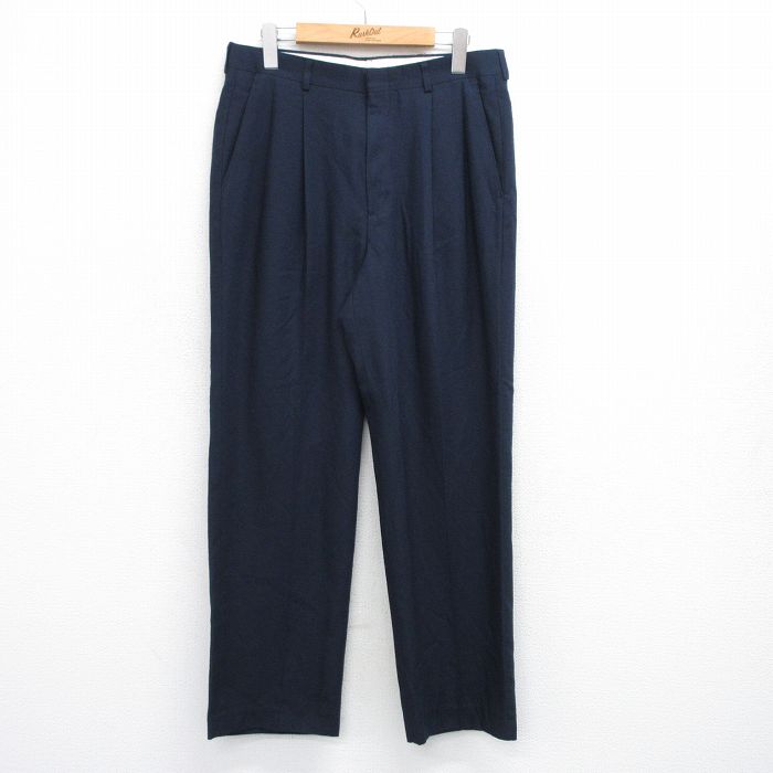 W32★古着 HAGGAR スラックス パンツ メンズ 紺 ネイビー 25jul30 中古 ボトムス ロング