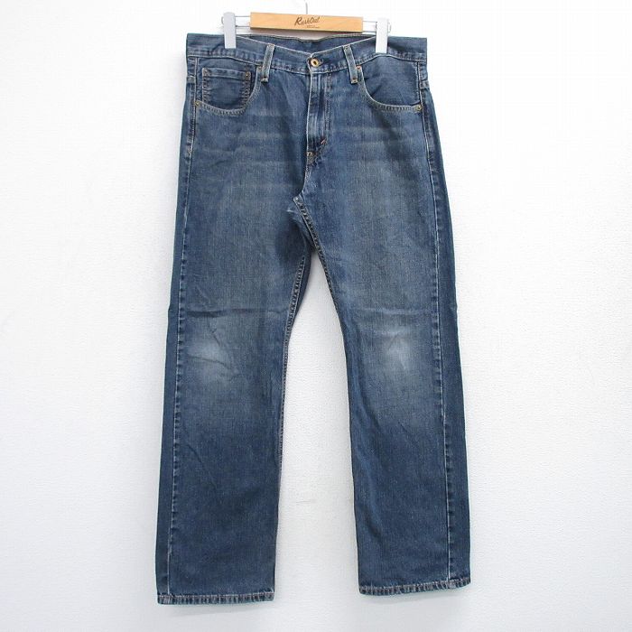 W33★古着 リーバイス Levis 569 ジーンズ メンズ ヒゲ コットン 濃紺 ネイビー デニム 25jul31 中古 ボトムス ジーパン Gパン ロング パンツ