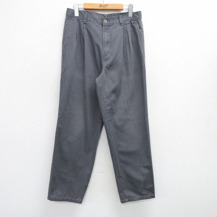 【20%OFF】W32★古着 パンツ メンズ コットン 濃グレー 25jul31 中古 ボトムス ロング