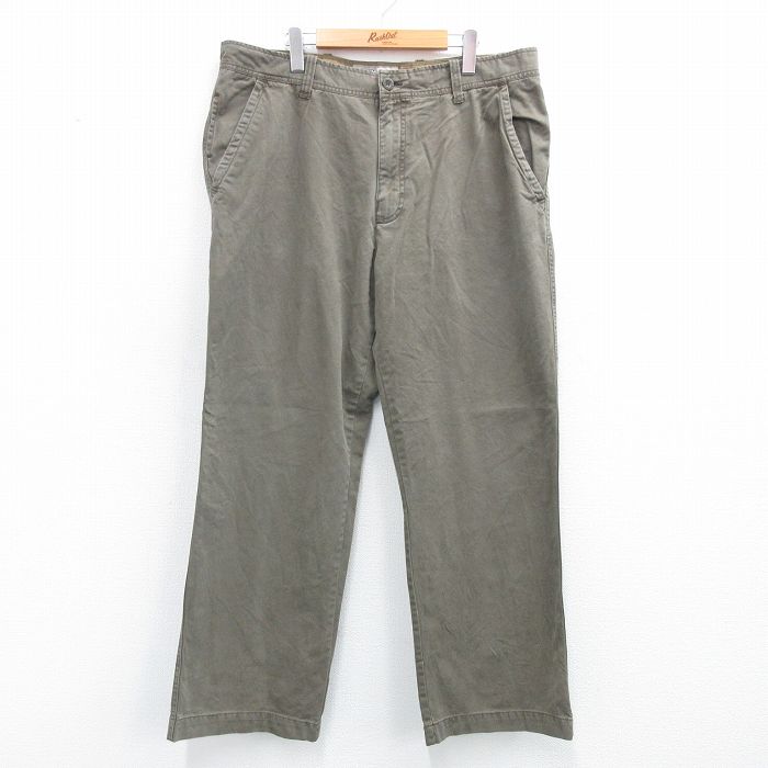 W39★古着 オールドネイビー OLD NAVY パンツ メンズ 大きいサイズ コットン 濃緑系 グリーン 25jul31 中古 ボトムス ロング