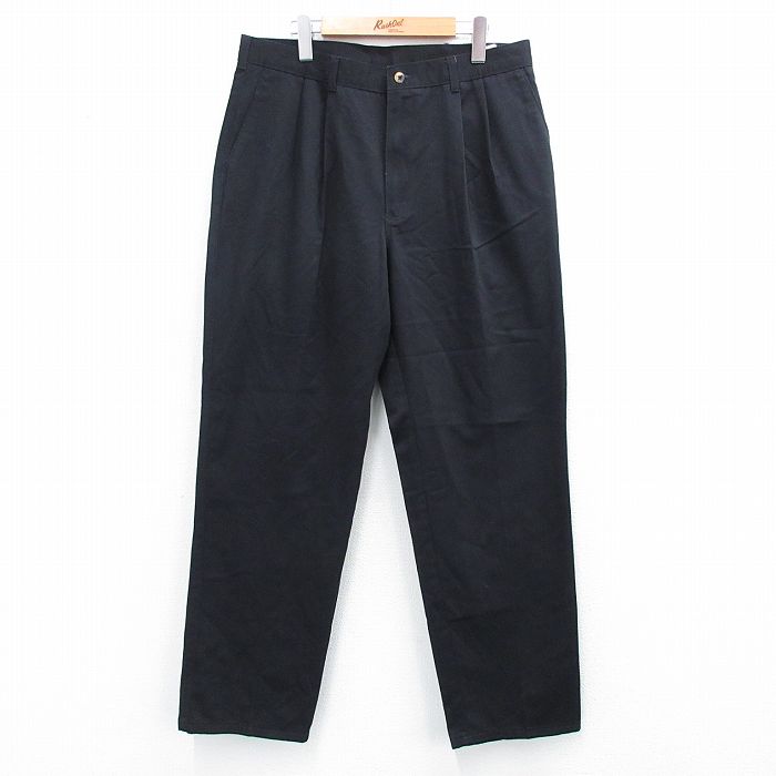 W34★古着 ラングラー Wrangler パンツ メンズ コットン 黒 ブラック 25jul31 中古 ボトムス ロング