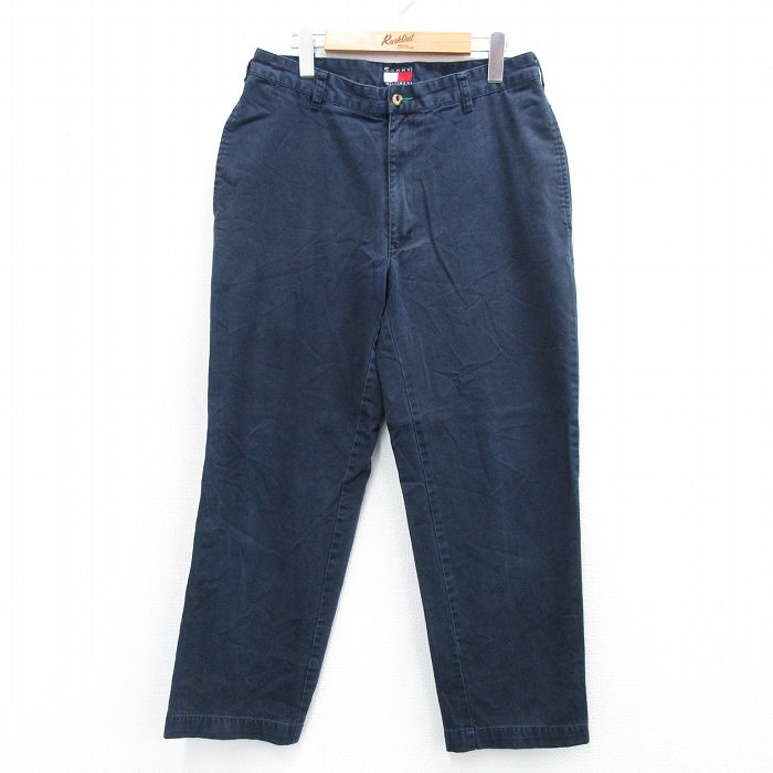 トミーヒルフィガー 90s パンツ ワンポイントロゴ ネイビー W33 | 古着