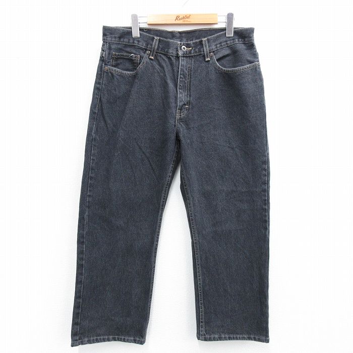 W34★古着 FADED GLORY ジーンズ メンズ コットン 黒 ブラック デニム 25jul31 中古 ボトムス ジーパン Gパン ロング パンツ