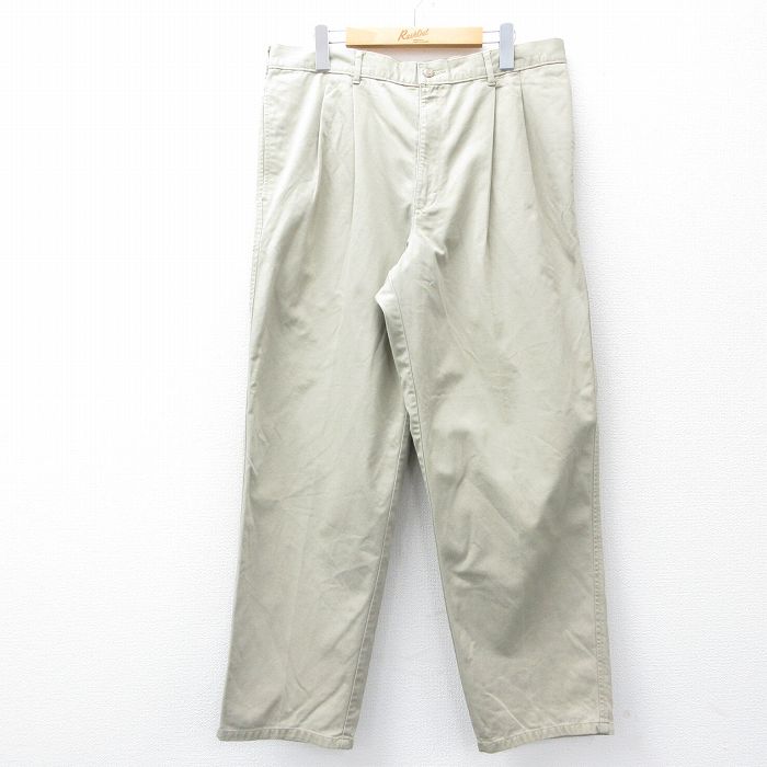 【50%OFF】W36★古着 パンツ メンズ コットン ベージュ カーキ 25jul31 中古 ボトムス ロング