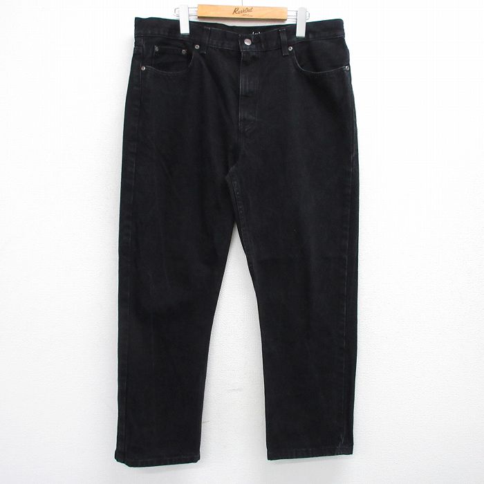 【20%OFF】W36★古着 ジーンズ メンズ コットン 黒 ブラック デニム 25aug01 中古 ボトムス ジーパン Gパン ロング パンツ