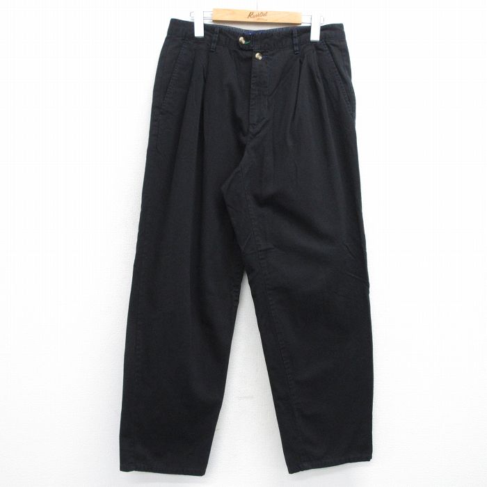【50%OFF】W33★古着 トミーヒルフィガー TOMMY HILFIGER ブランド パンツ メンズ 90年代 90s コットン 黒 ブラック 25aug01 中古 ボトムス ロング