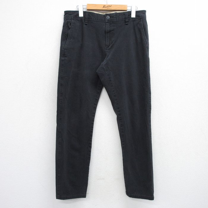 W33★古着 ドッカーズ パンツ メンズ 黒 ブラック 25aug01 中古 ボトムス ロング