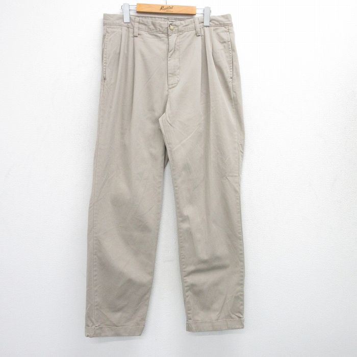 W34★古着 ノーティカ NAUTICA ブランド パンツ メンズ コットン ベージュ カーキ 25aug01 中古 ボトムス ロング