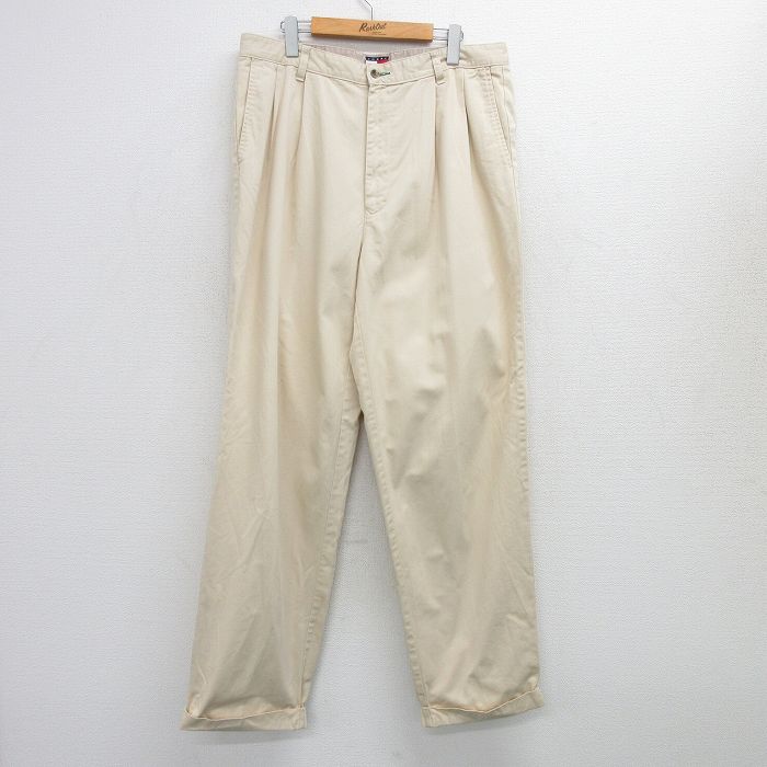 W36★古着 トミーヒルフィガー TOMMY HILFIGER ブランド パンツ メンズ 90年代 90s ベージュ系 カーキ 25aug01 中古 ボトムス ロング