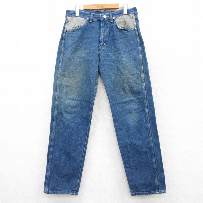 W31★古着 ラスラー ジーンズ メンズ 80年代 80s ヒゲ USA製 タロン 紺 ネイビー デニム 【spe】 25aug04 中古 ボトムス ジーパン Gパン ロング パンツ