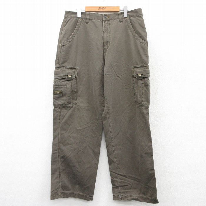 W35★古着 ユニオンベイ カーゴ パンツ メンズ 00年代 00s コットン 緑系 グリーン 25aug04 中古 ボトムス ロング