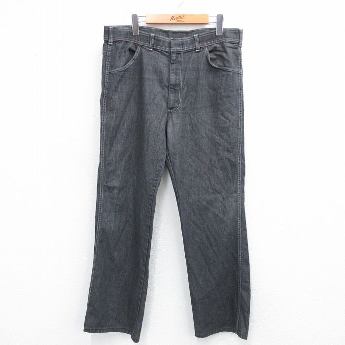 W36★古着 ジーンズ メンズ 80年代 80s タロン 黒 ブラック デニム 25aug04 中古 ボトムス ジーパン Gパン ロング パンツ